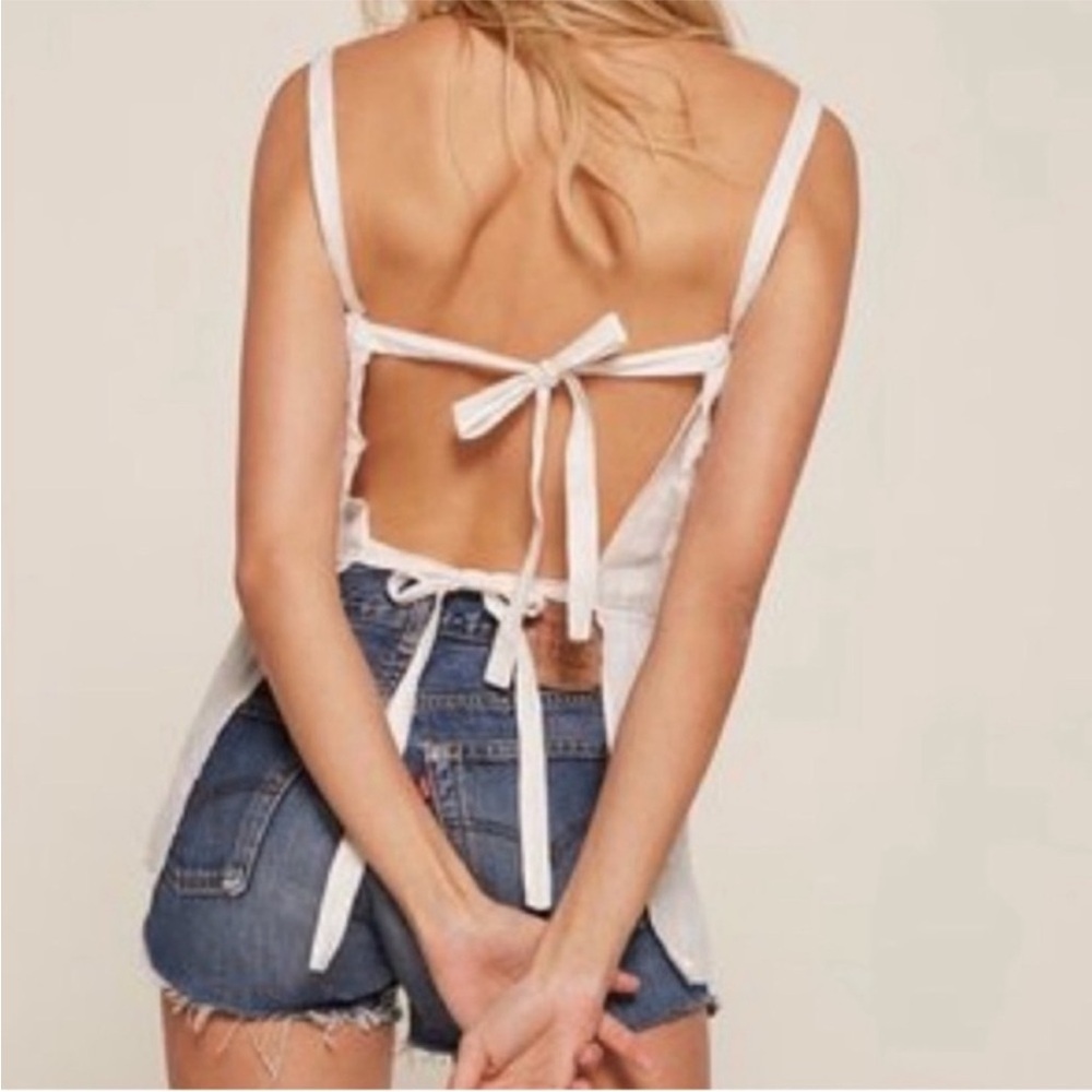 Reformation linen top tie back cami top cottagecore